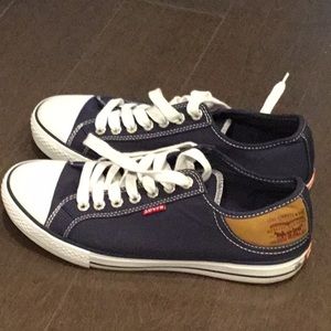 Navy Blue Converse/Levi Sneakers